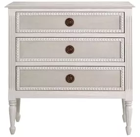 Caroline Cerused White 3 Drawer Nightstand