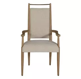 Highland Dawn and Sand Performance Fabric Upholstered Dining Arm Chair