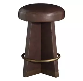 Plateau Maximus Chocolate Leather Upholstered Swivel Counter Height Stool