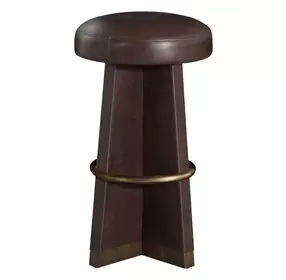 Plateau Maximus Chocolate Leather Upholstered Swivel Bar Stool