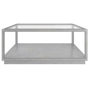 Glaze Vintage Blue Square Glass Top Cocktail Table
