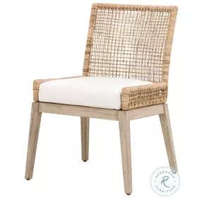 Seaside LiveSmart Peyton Pearl and Natural Rattan Performance Fabric Dining Chair Set Of 2
