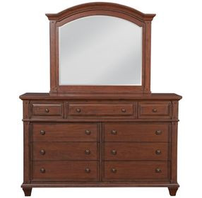 Sedona Cinnamon Cherry 7 Drawer Dresser and Arched Mirror