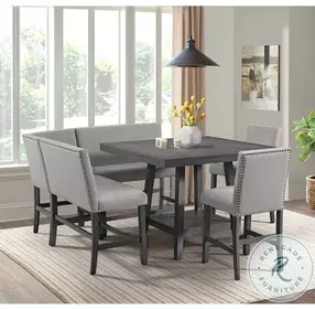 Hester Grey Counter Height Dining Room Set With Lazy Susan
