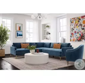 Serena Blue Modular Sectional with Brass Legs