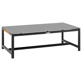 Crown Black and Natural Outdoor Rectangular Glass Top Cocktail Table
