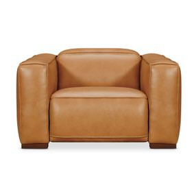 MS Rich Brown Caramel Leather Fresco Power Recliner with Power Headrest