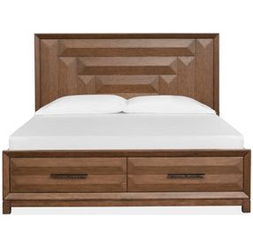 Callisto Bourbon Brown Queen Storage Panel Bed