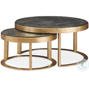 Lunsford Graphite Scagliola And Burnished Gold Leaf Nesting Cocktail Tables
