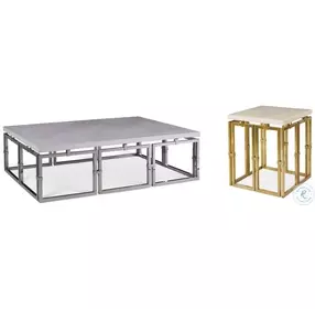 Links Calcutta Scagliola And Stainless Steel Large Occasional Table Set