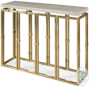 Links Inlaid Crystal Stone And Antique Brass Console Table
