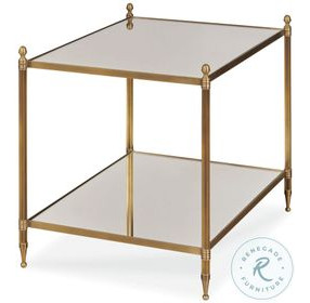 Odesa Clear Mirror And Brass Chairside Table