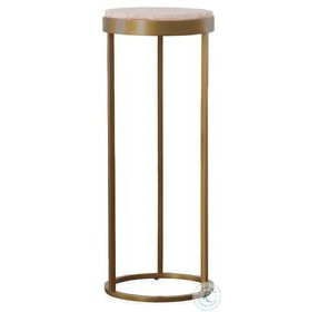 Rae Rose Quartz Stone And Satin Brass Accent Table