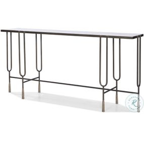 Harmon White Carrara Marble And Oil Rubbed Bronze Console Table