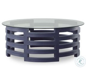 Bowie Clear Glass And Navy Blue Leather Coffee Table