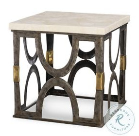 Bardot Inlaid White And Bronze End Table