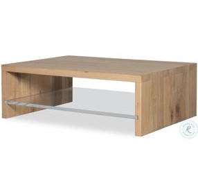 Open Sky Natural Cocktail Table With Glass Shelf