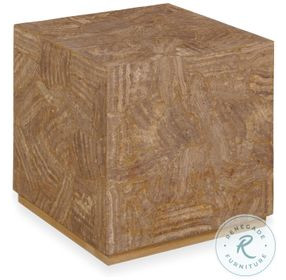 Aidan Travertine Veneer And Natural Stained Square Accent Table
