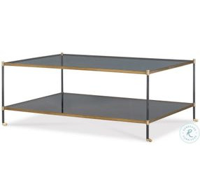 Asher Smoke Grey Glass And Brass Cocktail Table