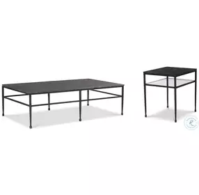 Orvieto Honed Graffito Marble And Bronze Occasional Table Set