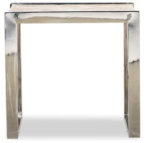 Grand Tour Furniture White and Silver Rectangular Quartz Top Samantha Lamp Table