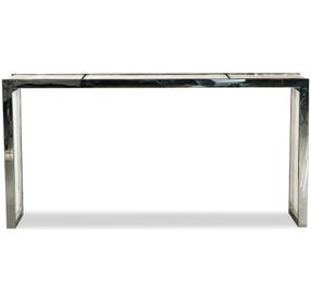 Grand Tour Furniture White and Silver Rectangular Quartz Top Samantha Console Table