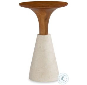 Ritten Wooden And White Agate Stone Accent Table