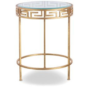 Grand Tour Furniture Gold Round Glass Top Barnet Side Table
