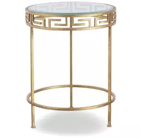 Grand Tour Furniture Gold Round Glass Top Barnet Side Table