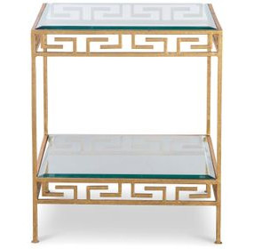Grand Tour Furniture Gold Square Glass Top Barnet Lamp Table