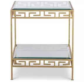 Grand Tour Furniture Gold Square Glass Top Barnet Lamp Table