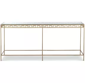 Grand Tour Furniture Gold Rectangular Glass Top Barnet Console Table