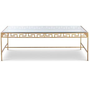 Grand Tour Furniture Gold Rectangular Glass Top Barnet Cocktail Table