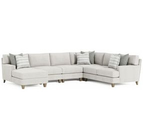 Mila Beige 5 Piece Modular Sectional with LAF Chaise and Pillows