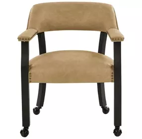 Rylie Black Captains Chair with Casters and Nailhead Trim
