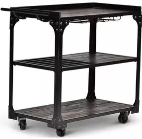 Sherlock Antiqued Dark Charcoal Server Cart