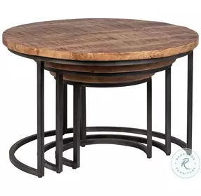 Shelb Medium Brown Sealed And Gunmetal Nesting Tables Set of 3