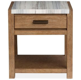 Plum Creek Sierra Brown Rectangular Marble Top End Table