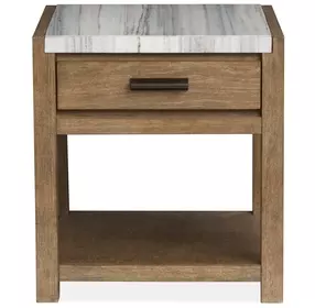 Plum Creek Sierra Brown Rectangular Marble Top End Table