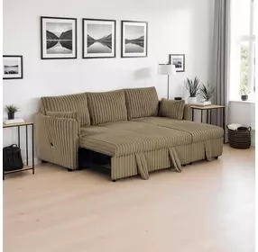 Denholme Brown Sleeper Sofa with Pull Out and USB Charging