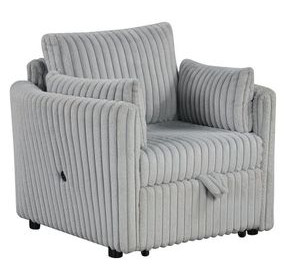 Denholme Gray Sleeper Chair with Pull Out and USB Charging