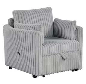 Denholme Gray Sleeper Chair with Pull Out and USB Charging