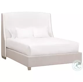 Sloan LiveSmart Peyton Pearl And Bisque Performance Fabric King Wingback Upholstered Platform Bed