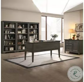 San Mateo Home Office Gray 62" Half Pedestal Executive Home Office Set