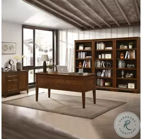 San Mateo Home Office Tuscan Medium Brown 62" Half Pedestal Executive Home Office Set