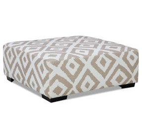 Loughlin Light Brown and Ivory Square Ottoman