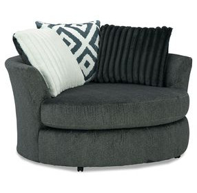 Loughlin Gun Metal Upholstered Swivel Chair