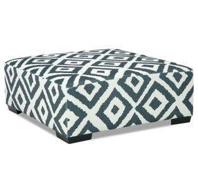 Loughton Gun Metal and Ivory Square Ottoman