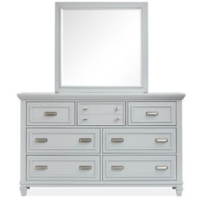 Harborwick Harbor Gray 7 Drawer Dresser with Rectangular Mirror