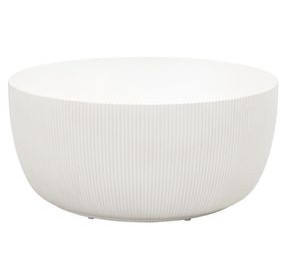 Soleil Ivory Outdoor Round Fluted Concrete Top Coffee Table